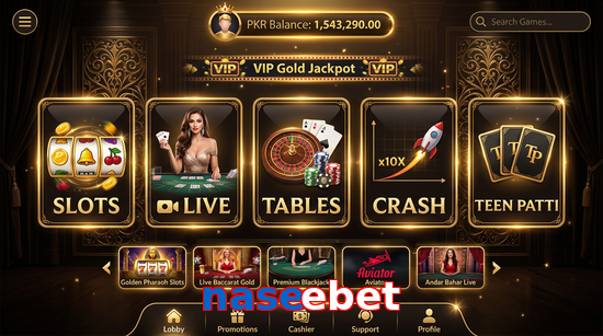 Main screen of Naseebet casino page for PK players