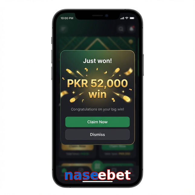 Main screen of Naseebet win page for PK players